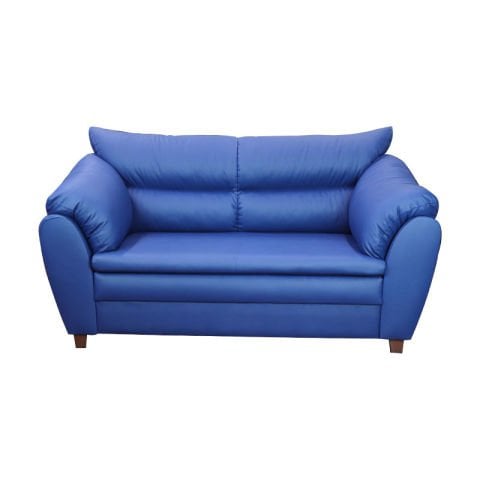 Roza Lacivert Deri İkili PS Cafe Koltuğu | Ofis Kanepesi