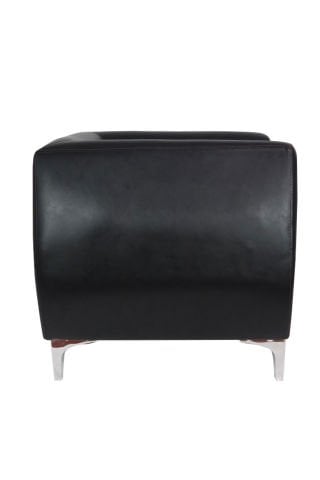 Noir Elegance Siyah Deri Tekli Ofis Kanepesi