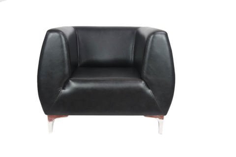 Noir Elegance Siyah Deri Tekli Ofis Kanepesi