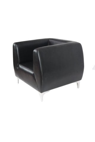 Noir Elegance Siyah Deri Tekli Ofis Kanepesi