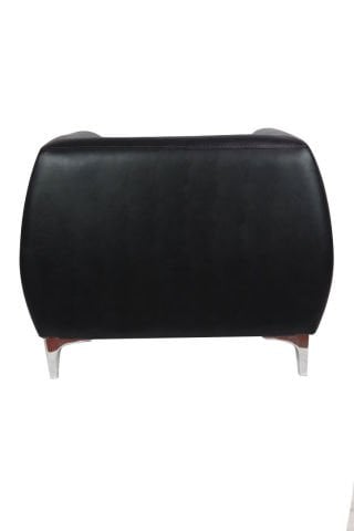 Noir Elegance Siyah Deri Tekli Ofis Kanepesi