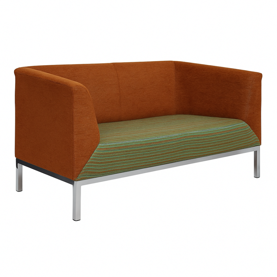 Zensit Kahverengi Deri İkili Ofis Kanepesi