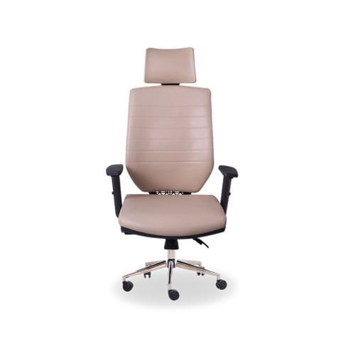 Fusion Bej Deri Yönetici Koltuğu Krom Ayak