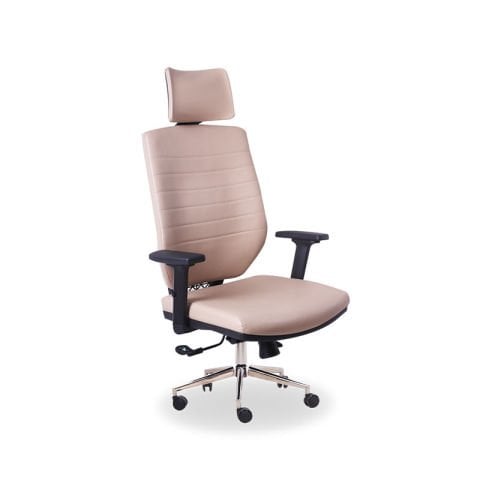 Fusion Bej Deri Yönetici Koltuğu Krom Ayak