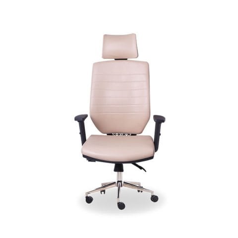 Fusion Bej Deri Yönetici Koltuğu Krom Ayak