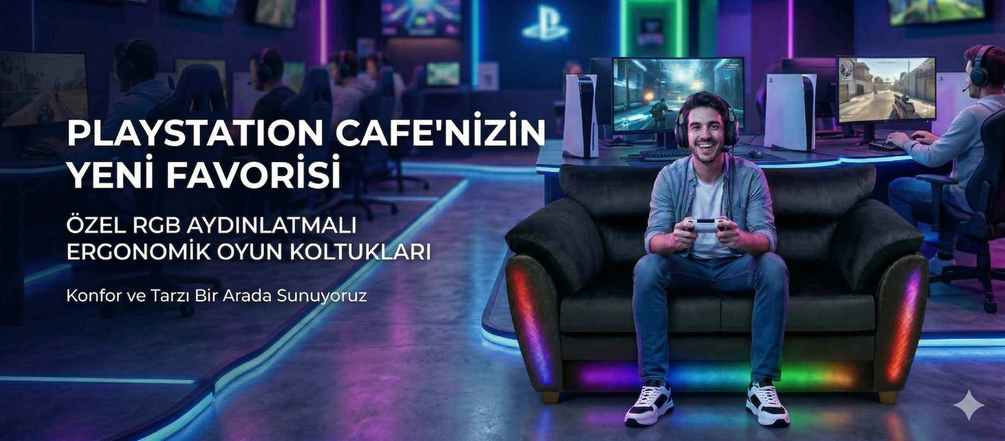 PlayStation Cafe'lerin Yeni Gözdesi: RGB Aydınlatmalı Ergonomik Oyun Koltukları